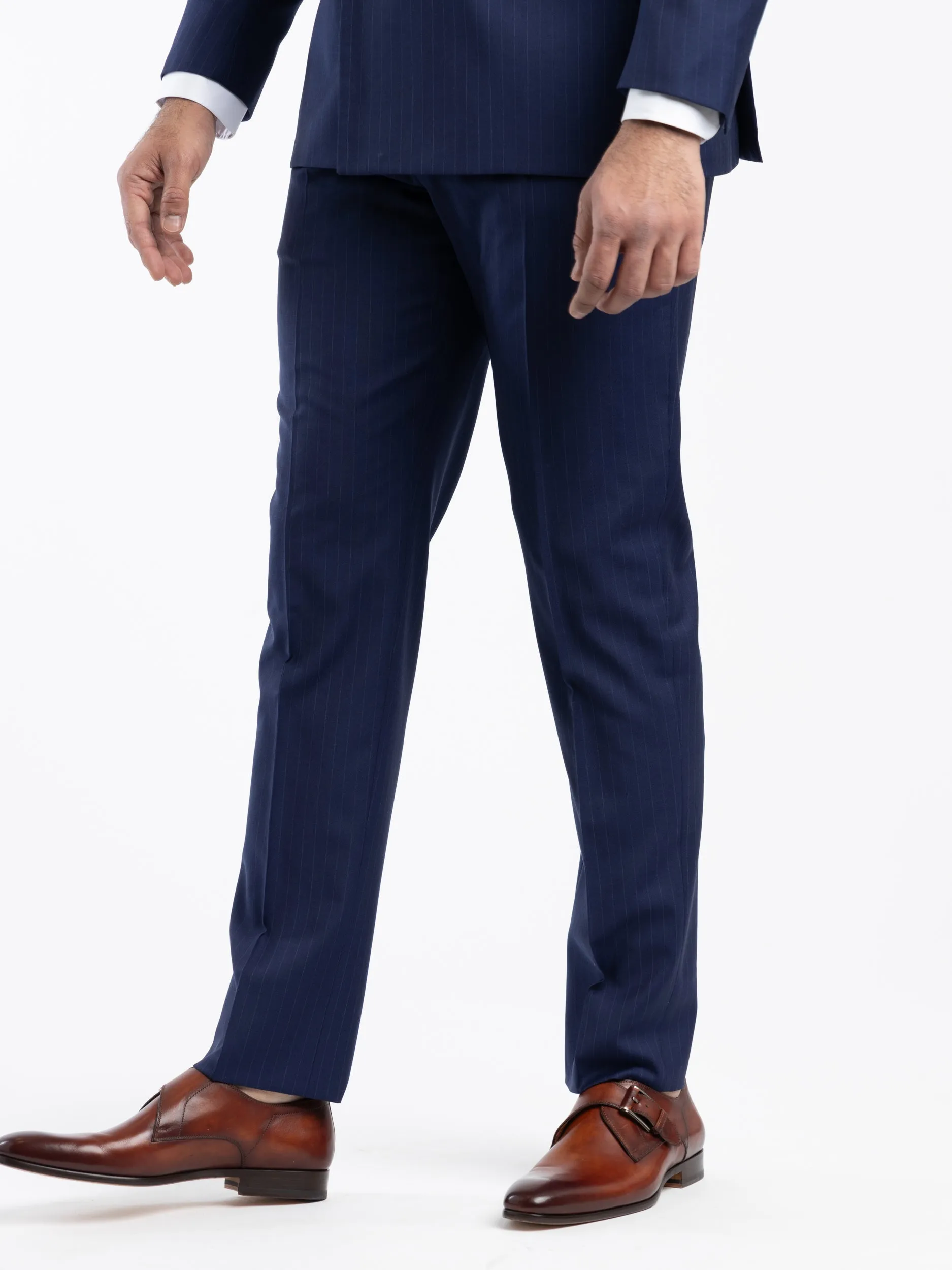 Navy Pinstripe Wool Suit