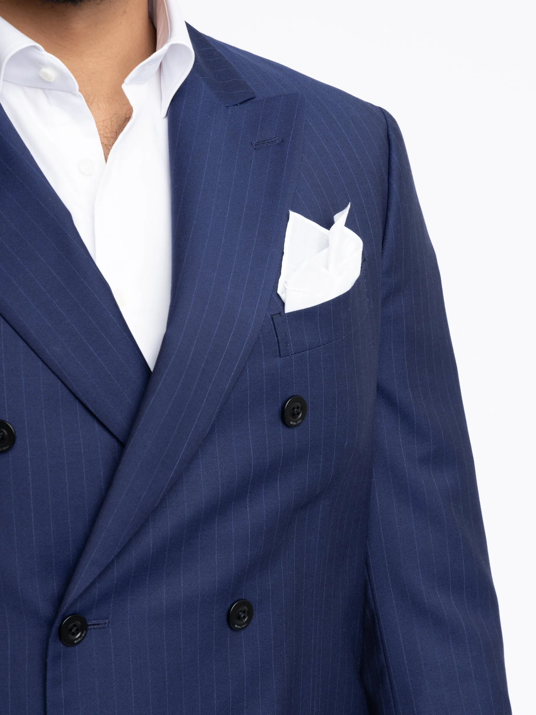 Navy Pinstripe Wool Suit