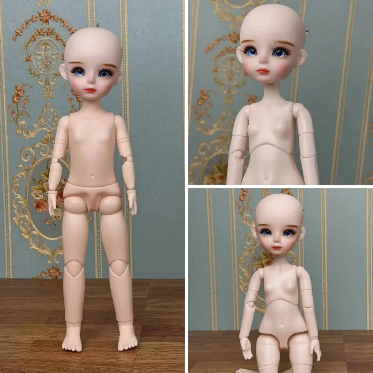 New Cute 30cm Doll Head 1/6 BJD Doll DIY Practice Makeup Whole Doll | Toy Gift for Children and Girls | Open Head Can Change Eyes