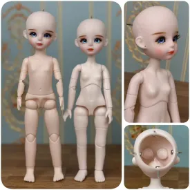 New Cute 30cm Doll Head 1/6 BJD Doll DIY Practice Makeup Whole Doll | Toy Gift for Children and Girls | Open Head Can Change Eyes