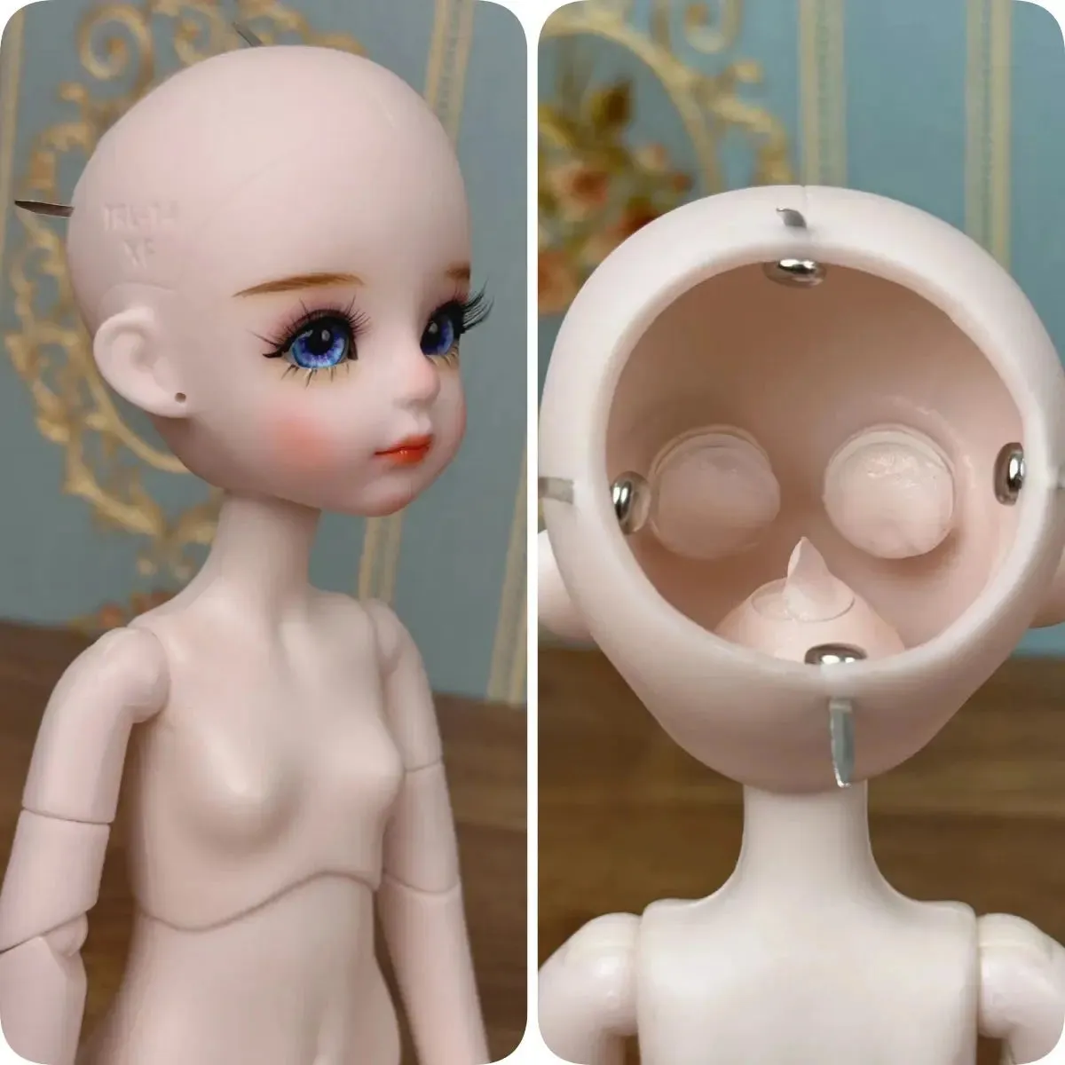 New Cute 30cm Doll Head 1/6 BJD Doll DIY Practice Makeup Whole Doll | Toy Gift for Children and Girls | Open Head Can Change Eyes