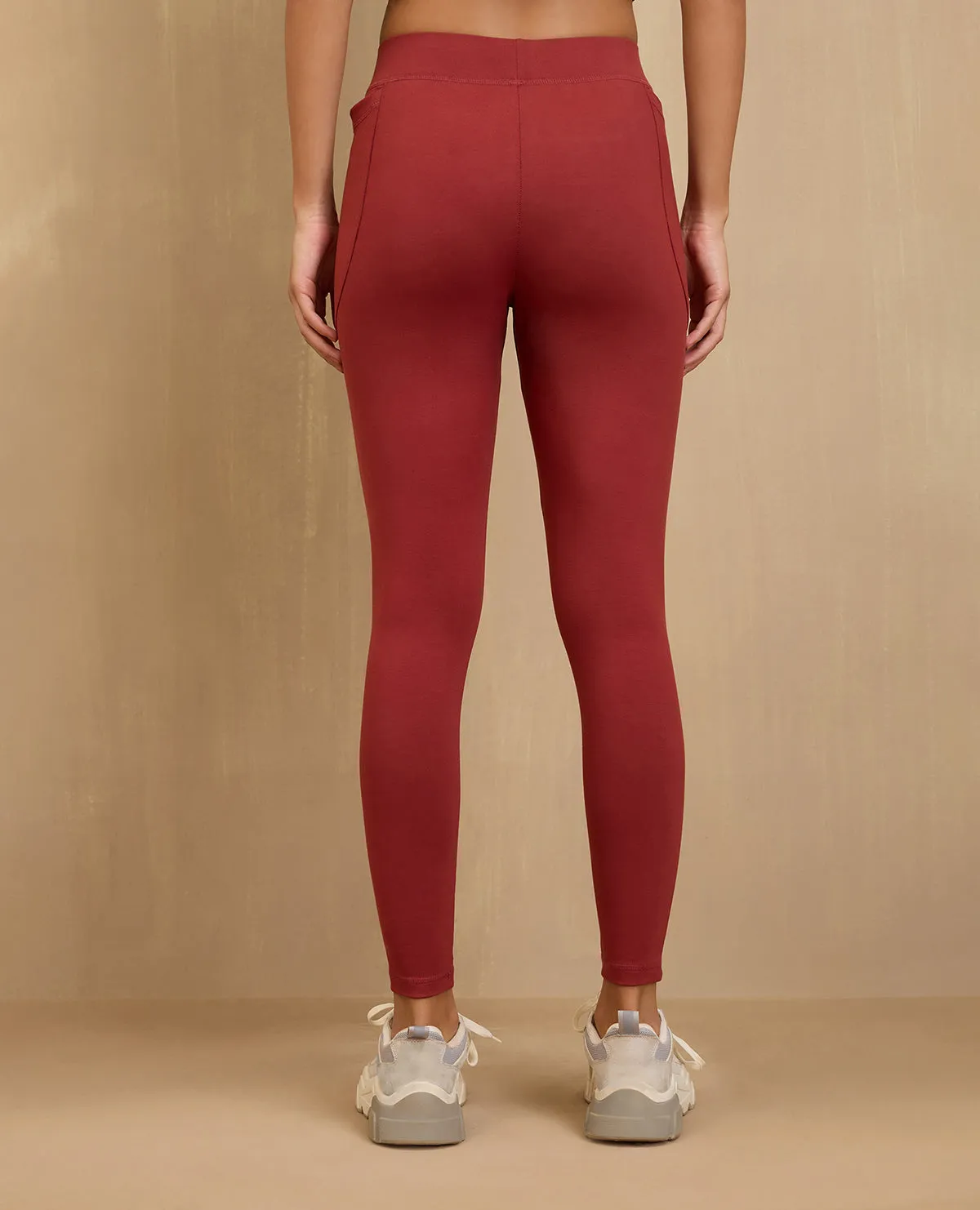 NYKD By Nykaa Comfort Leggings with Pockets! -NYAT401-Red