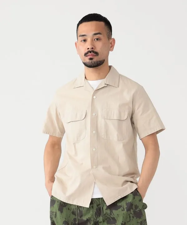 Open Collar Cotton Linen Panama Garment Dye - Sand