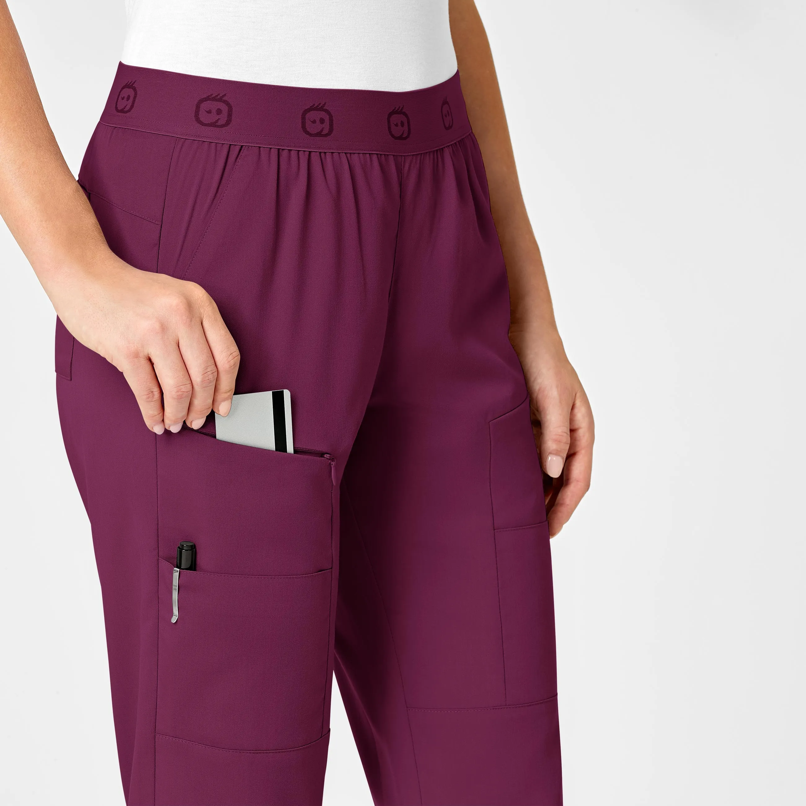 PRO Women's Slim Cargo Jogger Scrub Pant - Wine