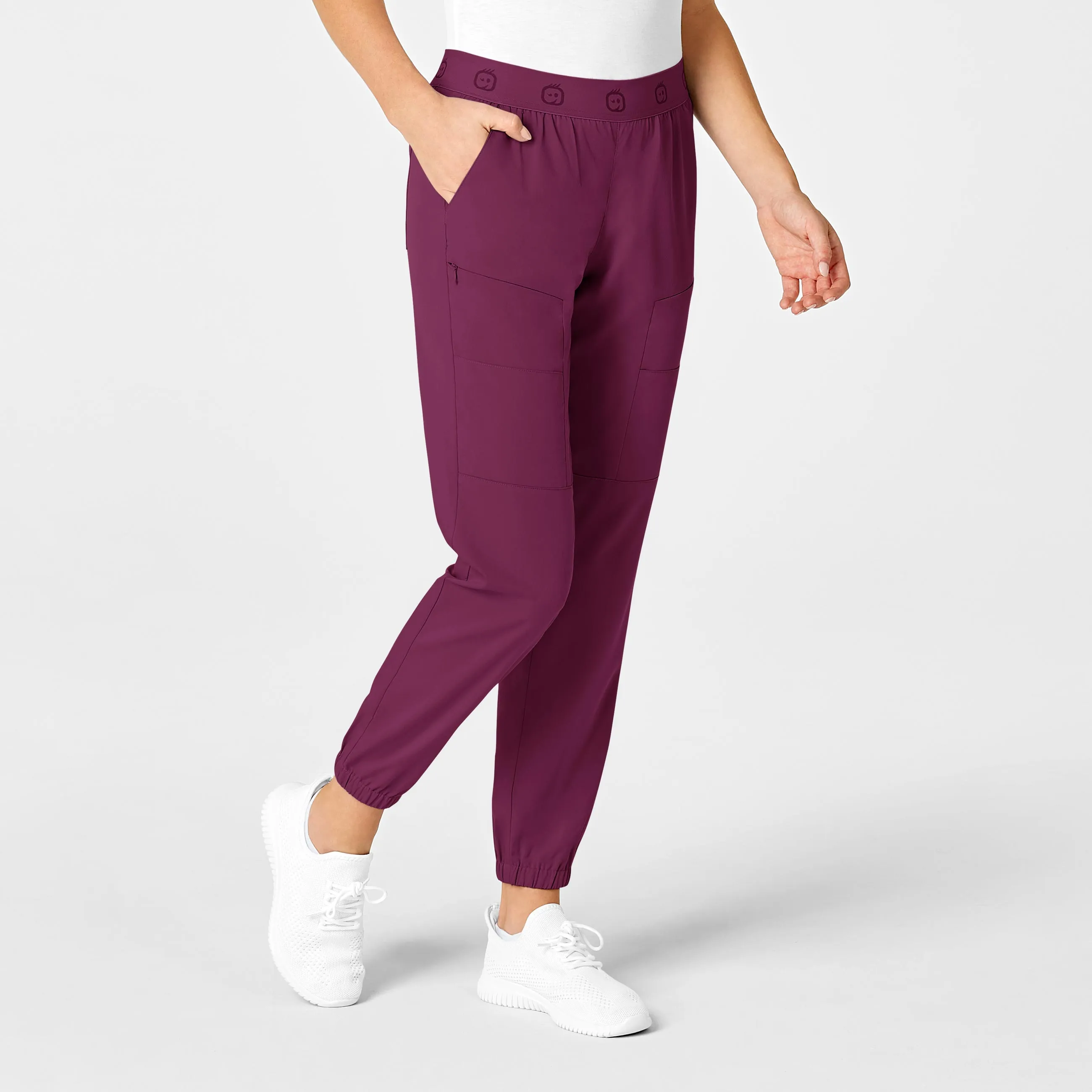 PRO Women's Slim Cargo Jogger Scrub Pant - Wine