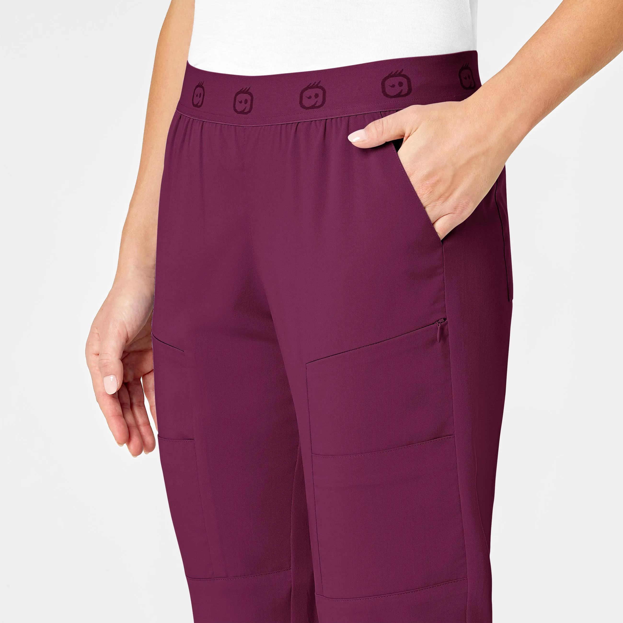 PRO Women's Slim Cargo Jogger Scrub Pant - Wine