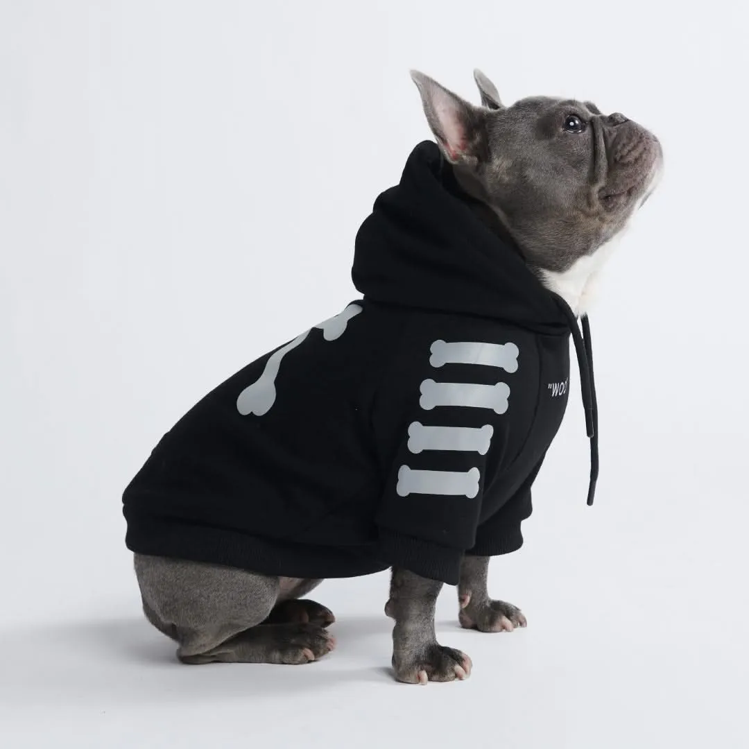 "WOOF" Dog Hoodie - Black & Reflective