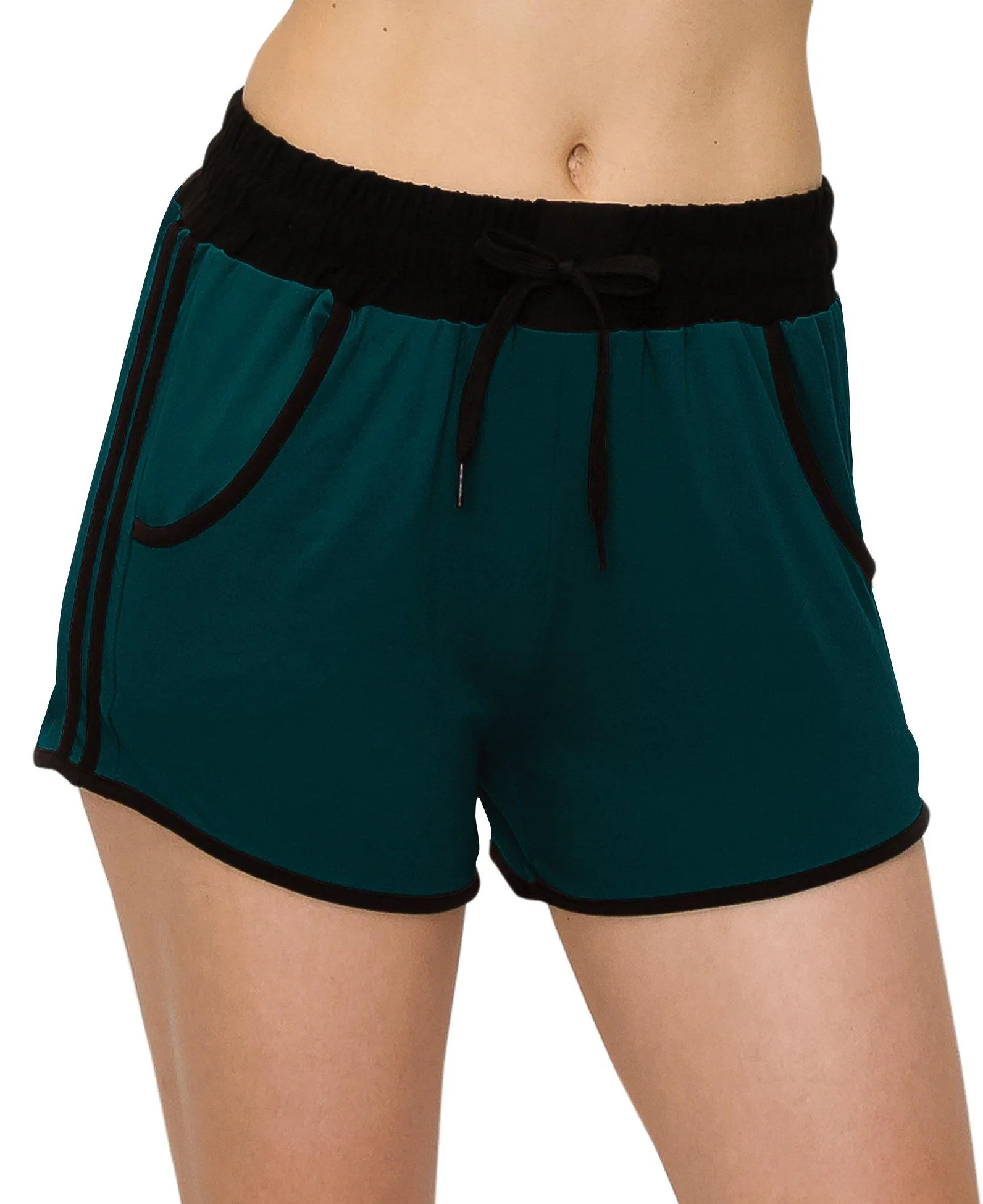 Solid Color Lounge Pajama Shorts - Premium Soft Casual Workout Stretch Striped Pajama Short Pants