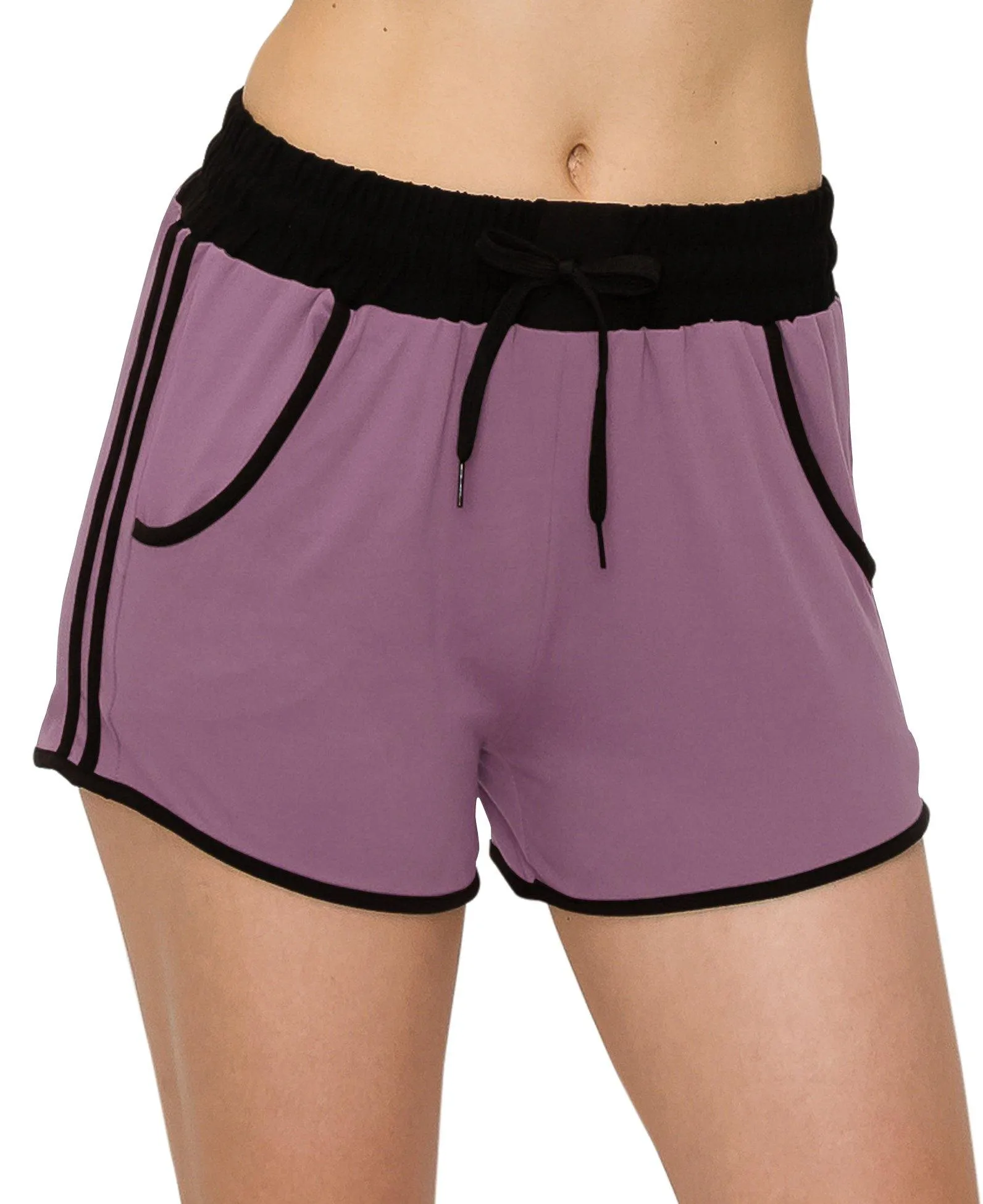 Solid Color Lounge Pajama Shorts - Premium Soft Casual Workout Stretch Striped Pajama Short Pants