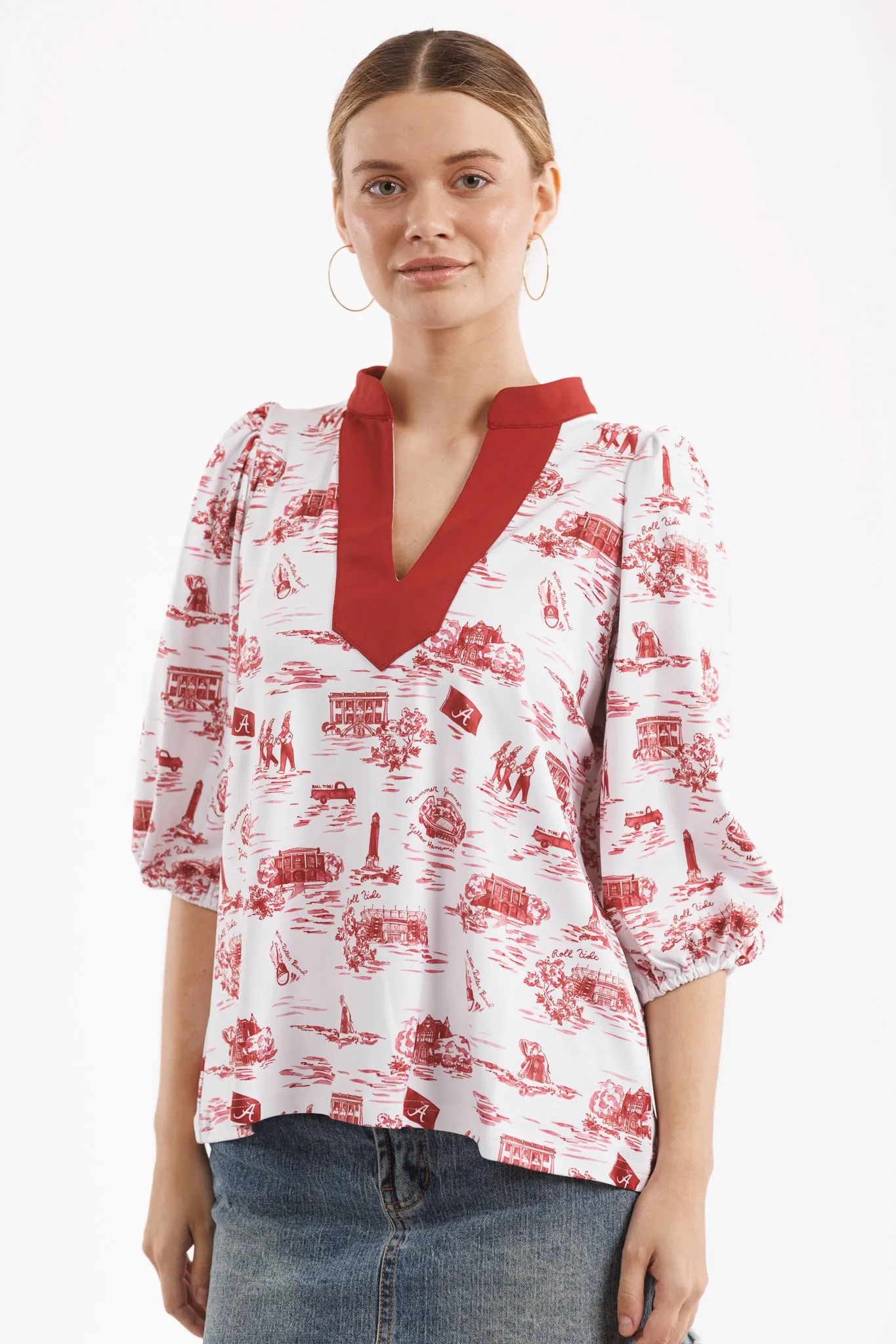 Tailgate Collection Eliza Top - Alabama Gameday Toile