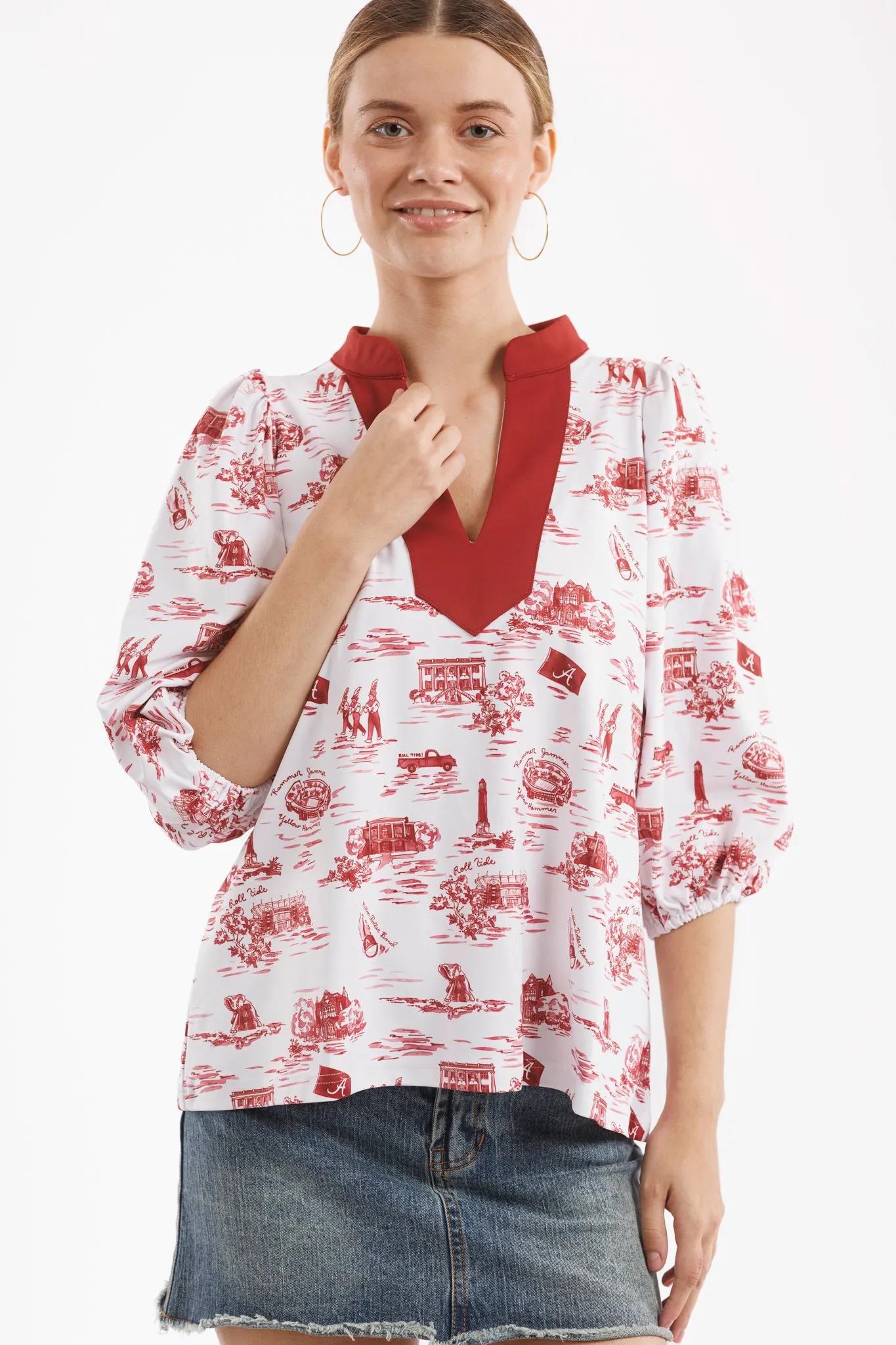 Tailgate Collection Eliza Top - Alabama Gameday Toile