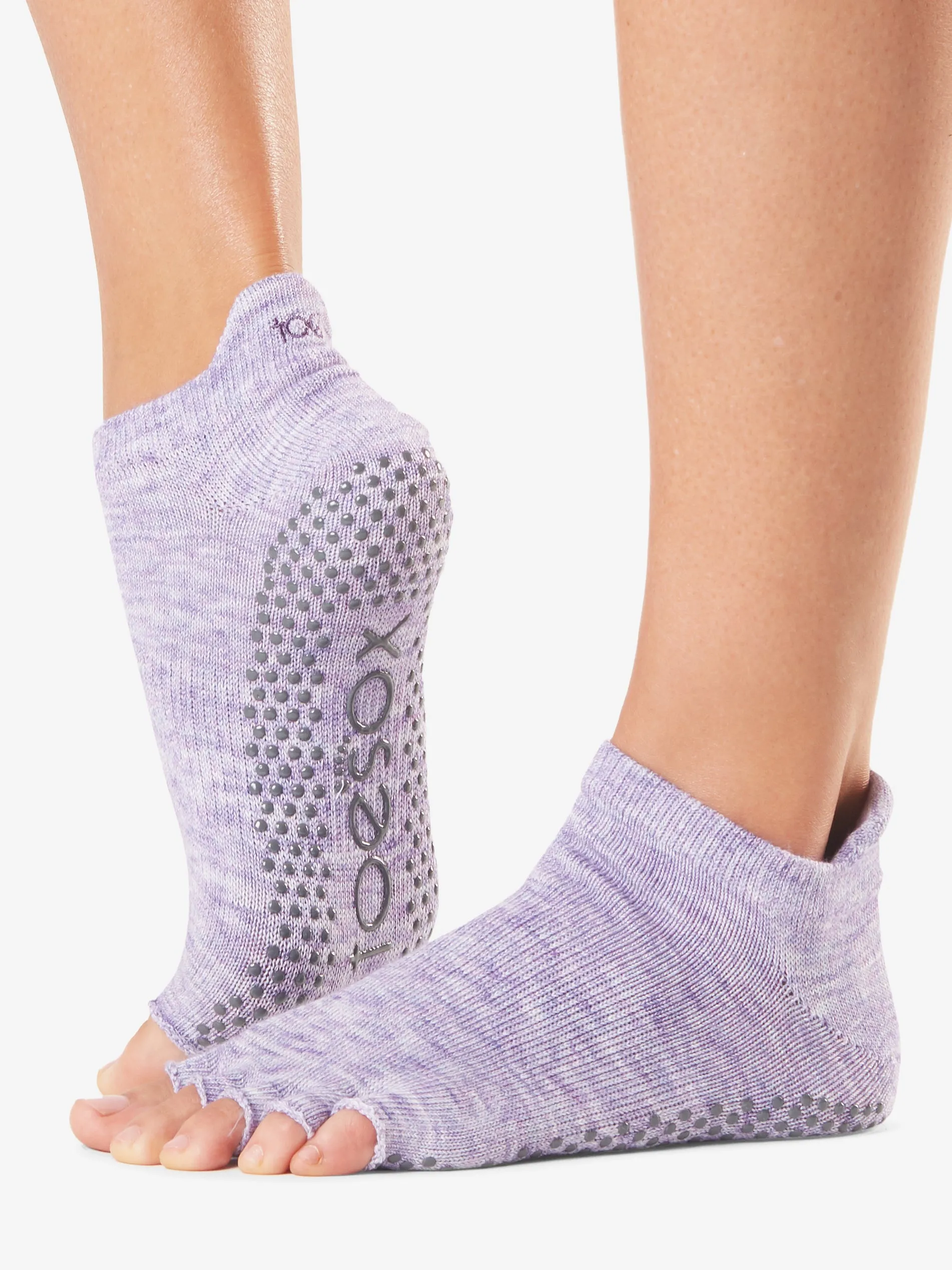 Toesox Grip Half Toe Low Rise - Heather Purple