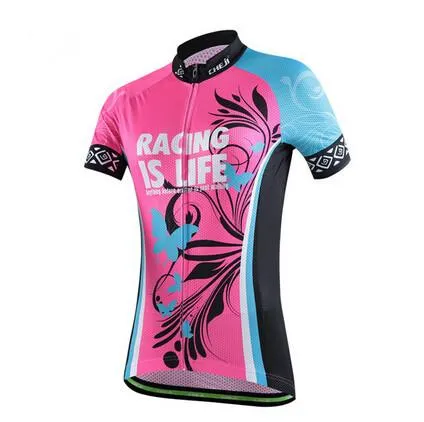 Tropical Butterfly Red Short Sleeve Cycling Jersey