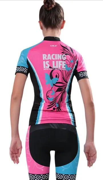 Tropical Butterfly Red Short Sleeve Cycling Jersey