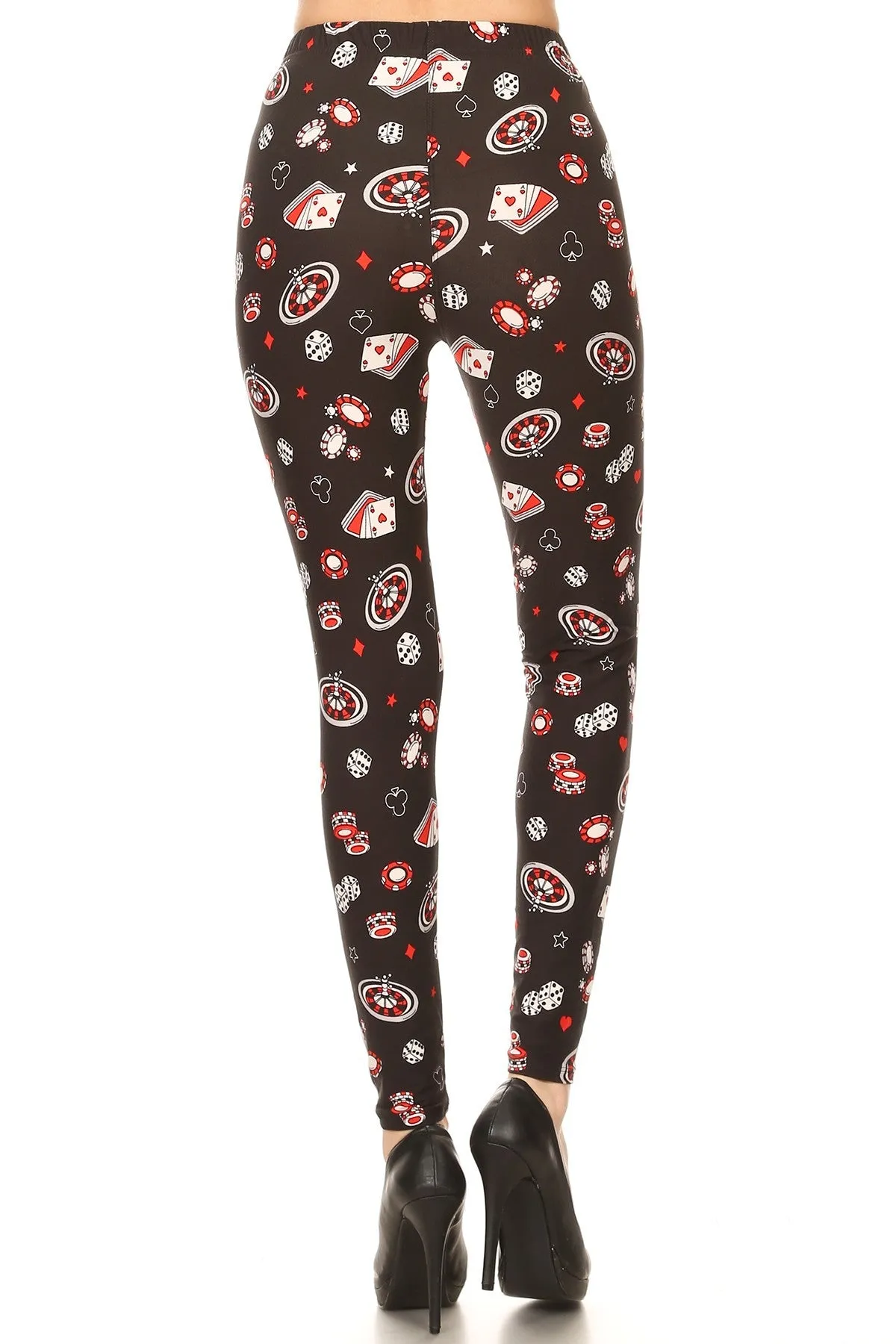 Women's Regular Card Game Diceplay Pattern Printed Leggings